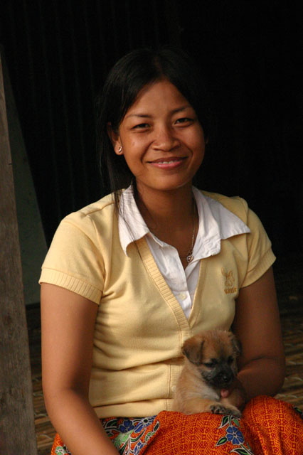 Cambodian Girl and Her Puppy